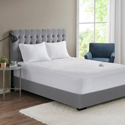 Queen Plush Heated Mattress Pad White - Serta