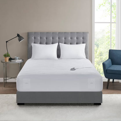 Queen Plush Heated Mattress Pad White - Serta