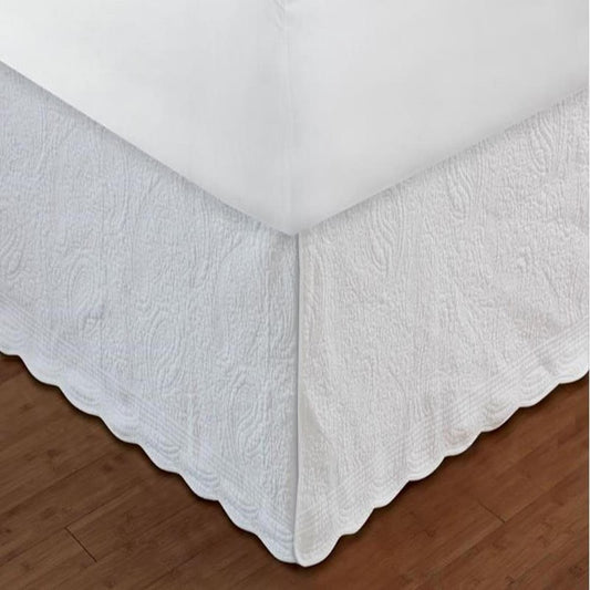 Queen Greenland Home Fashion Paisley Quilted Bed Skirt 18" - White