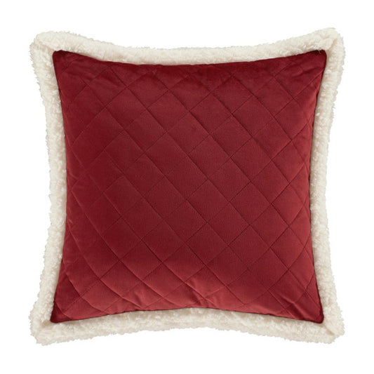 Casey Sherpa Crimson Quilted Square Pillow