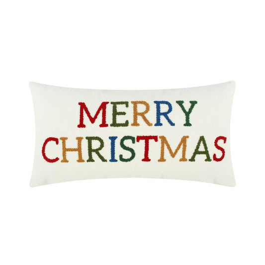 Festive Baubles Merry Christmas Pillow 12x24