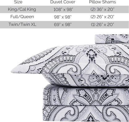 Full/Queen Southshore Fine Linens - The Pure Melody Collection - Duvet Cover Sets, 3 Piece Set,Black