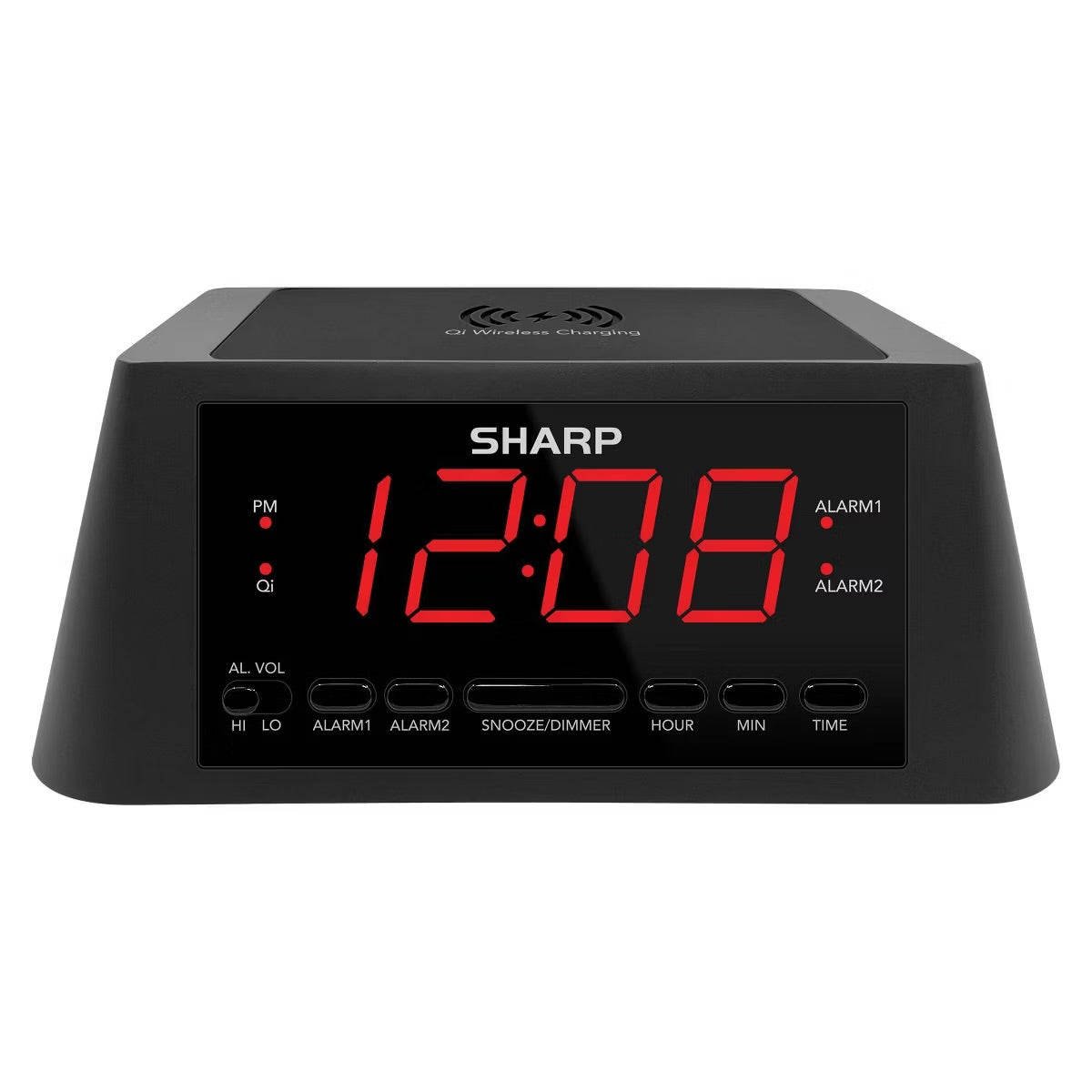 Wireless Charging Alarm Clock - Sharp: MagSafe Compatible, LED Display, USB Port, Modern Table Clock for Adults