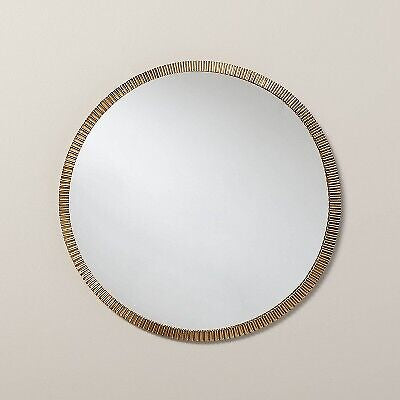 20" Pleated Brass Round Wall Mirror Antique Finish - Hearth & Hand with Magnolia