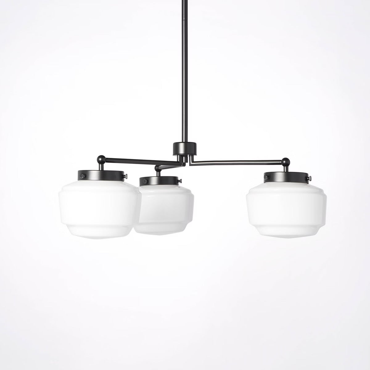 3-Arm Milk Glass Chandelier Ceiling Light - Hearth & Hand - Black Finish