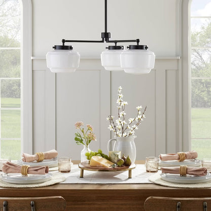 3-Arm Milk Glass Chandelier Ceiling Light - Hearth & Hand - Black Finish