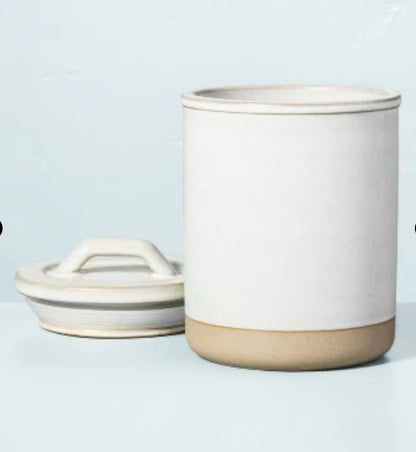 3pc Modern Rim Stoneware Canister Set Cream/Clay - Hearth & Hand