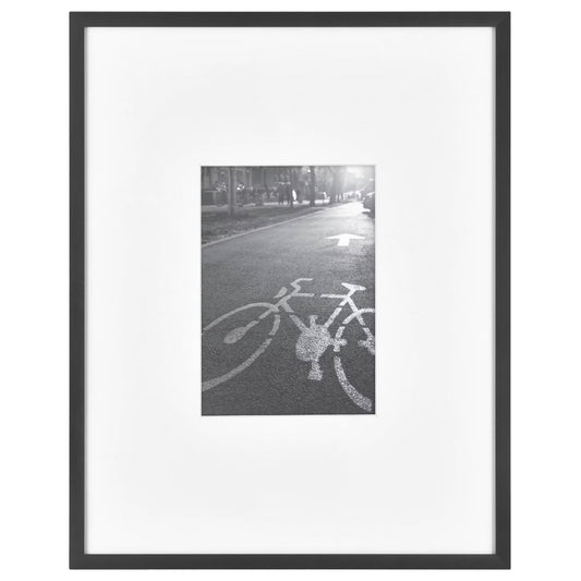 5 x 7 Thin Gallery Matted Photo Frame Matte Black