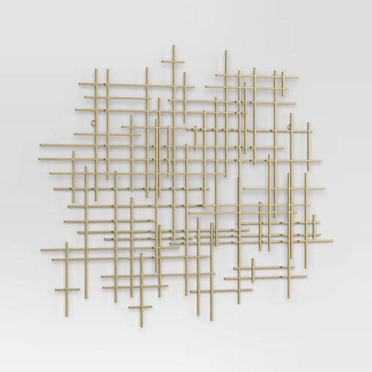 36"x30" Mid-Century Metal Wall Décor Gold - Threshold™: Abstract Art