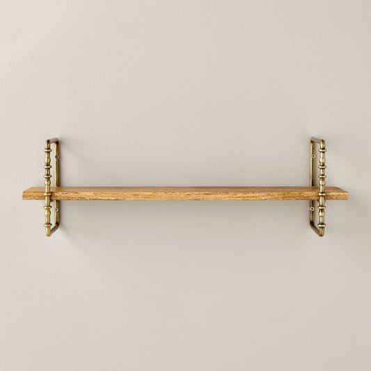 Twisted Brass and Wood Singular Wall Shelf - Hearth & Hand with Magnolia