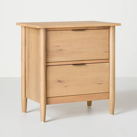 Set Of 2. Modern Wood Nightstand 2 Draw  - Hearth & Hand with Magnolia: Bedroom Storage Furniture