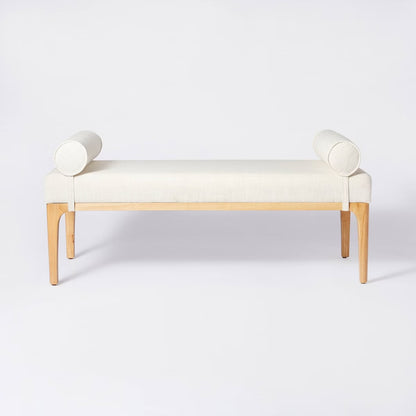 Randolph Bench with Bolster Pillows Linen (KD) - Threshold designed with Studio McGee