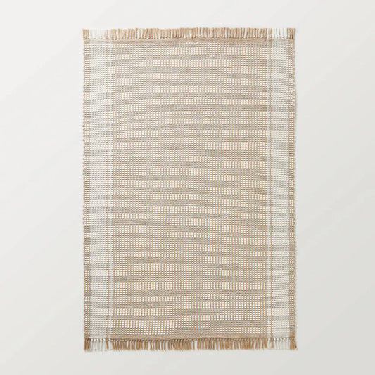 5'x7' Wide Border Stripe Handmade Woven Area Rug Tan/Cream - Hearth & Hand with Magnolia