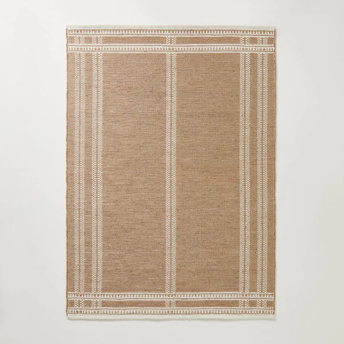 5'x7' Border Plaid Handmade Jute Woven Area Rug Natural/Cream - Hearth & Hand with Magnolia