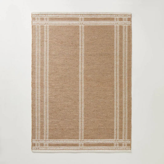 9'x12' Border Plaid Handmade Jute Woven Area Rug Natural/Cream - Hearth & Hand with Magnolia