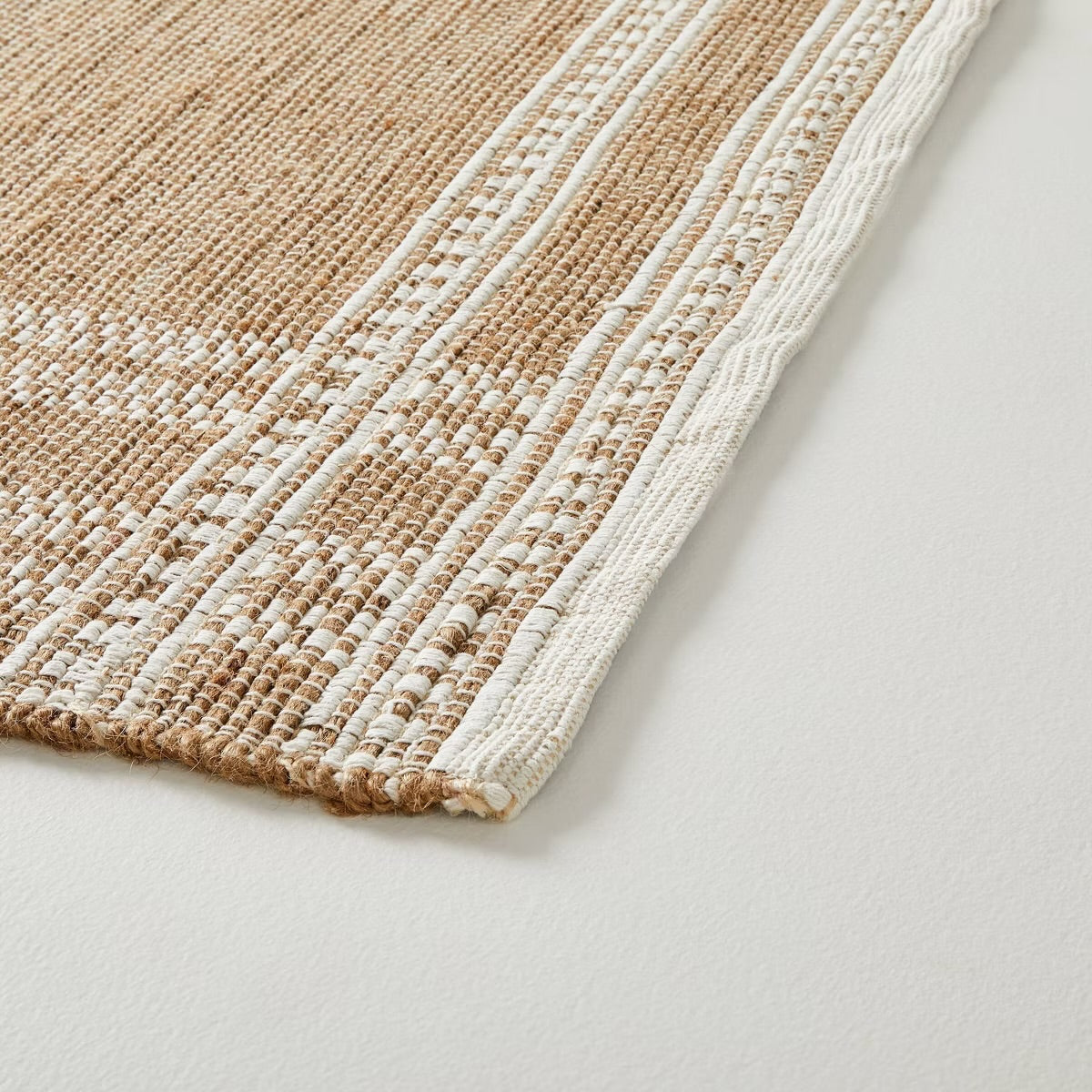 5'x7' Border Plaid Handmade Jute Woven Area Rug Natural/Cream - Hearth & Hand with Magnolia