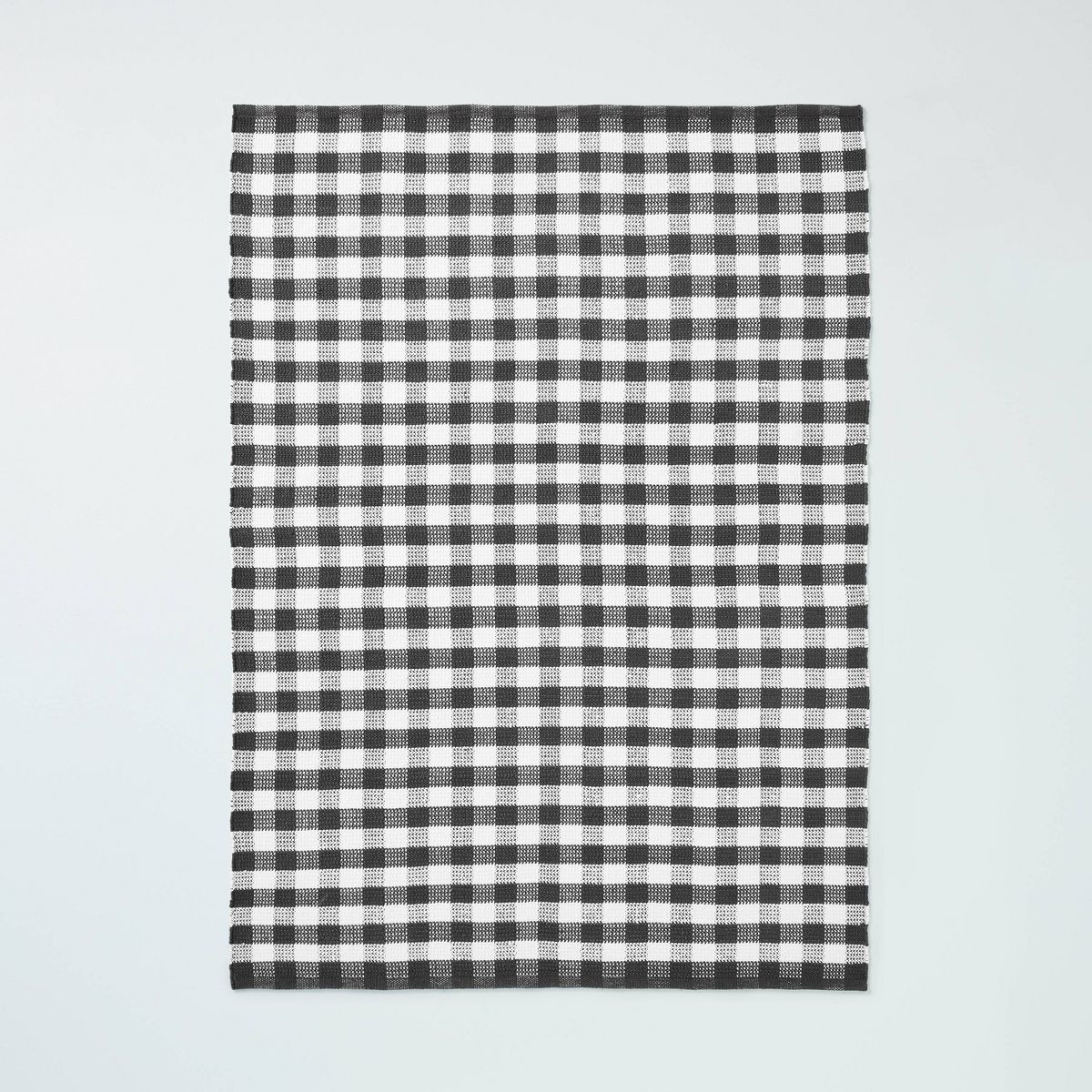 5'x7' Textured Gingham Indoor/Outdoor Woven Area Rug Dark Gray/Cream - Hearth & Hand with Magnolia