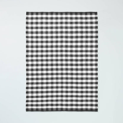 5'x7' Textured Gingham Indoor/Outdoor Woven Area Rug Dark Gray/Cream - Hearth & Hand with Magnolia