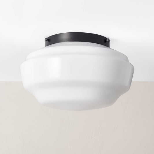 Milk Glass Flush Mount Ceiling Light Black Finish - Hearth & Hand with Magnolia