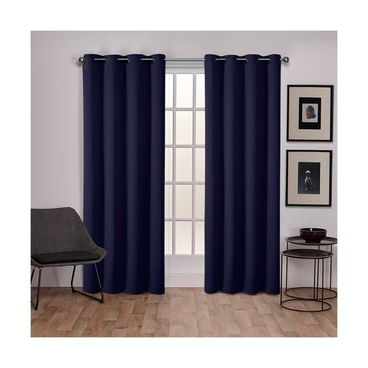 Set of 2 (84"x52") Sateen Twill Weave Insulated Blackout Grommet Top Window Curtain Panels Blue