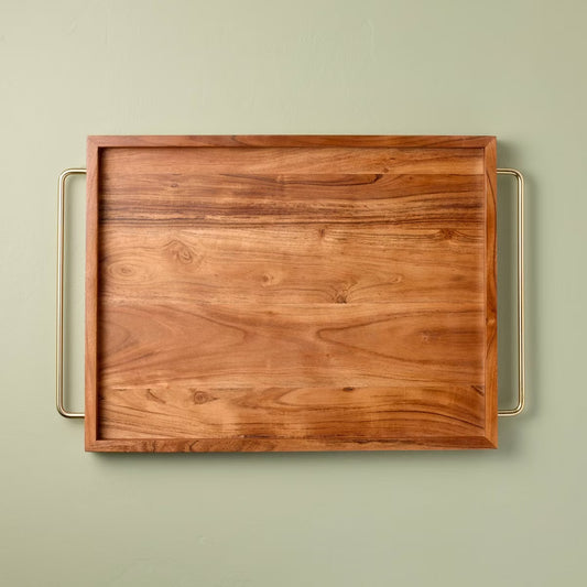 16"x24" Wooden Tray with Brass Wire Handles - Hearth & Hand with Magnolia