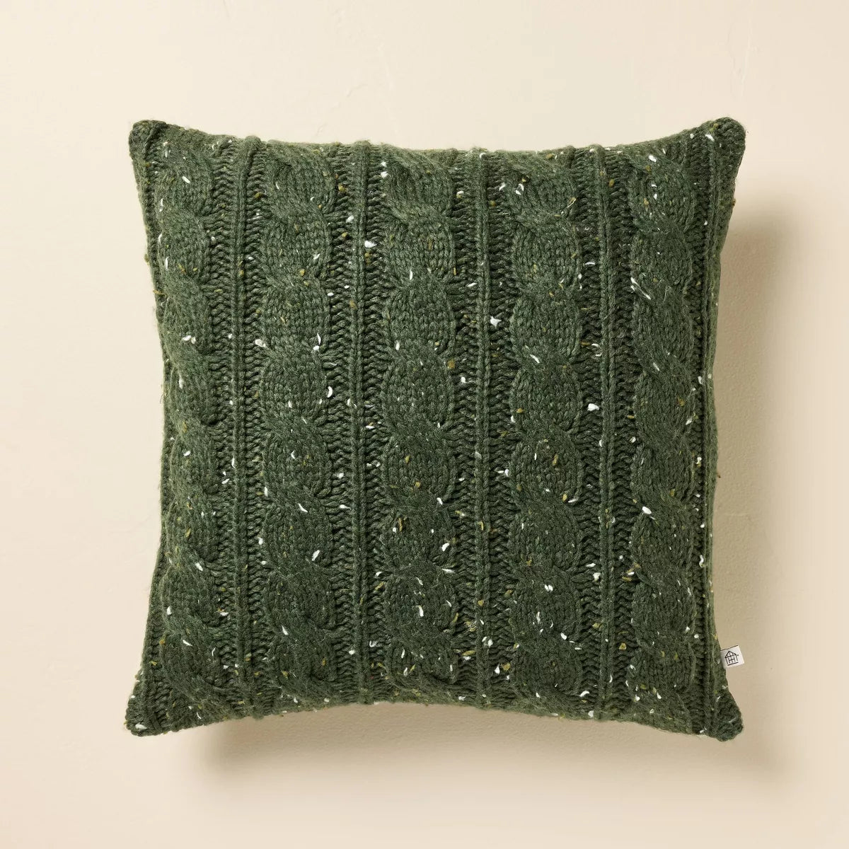 18"x18" Confetti Fleck Cable Knit Square Throw Pillow Dark Green - Hearth & Hand with Magnolia