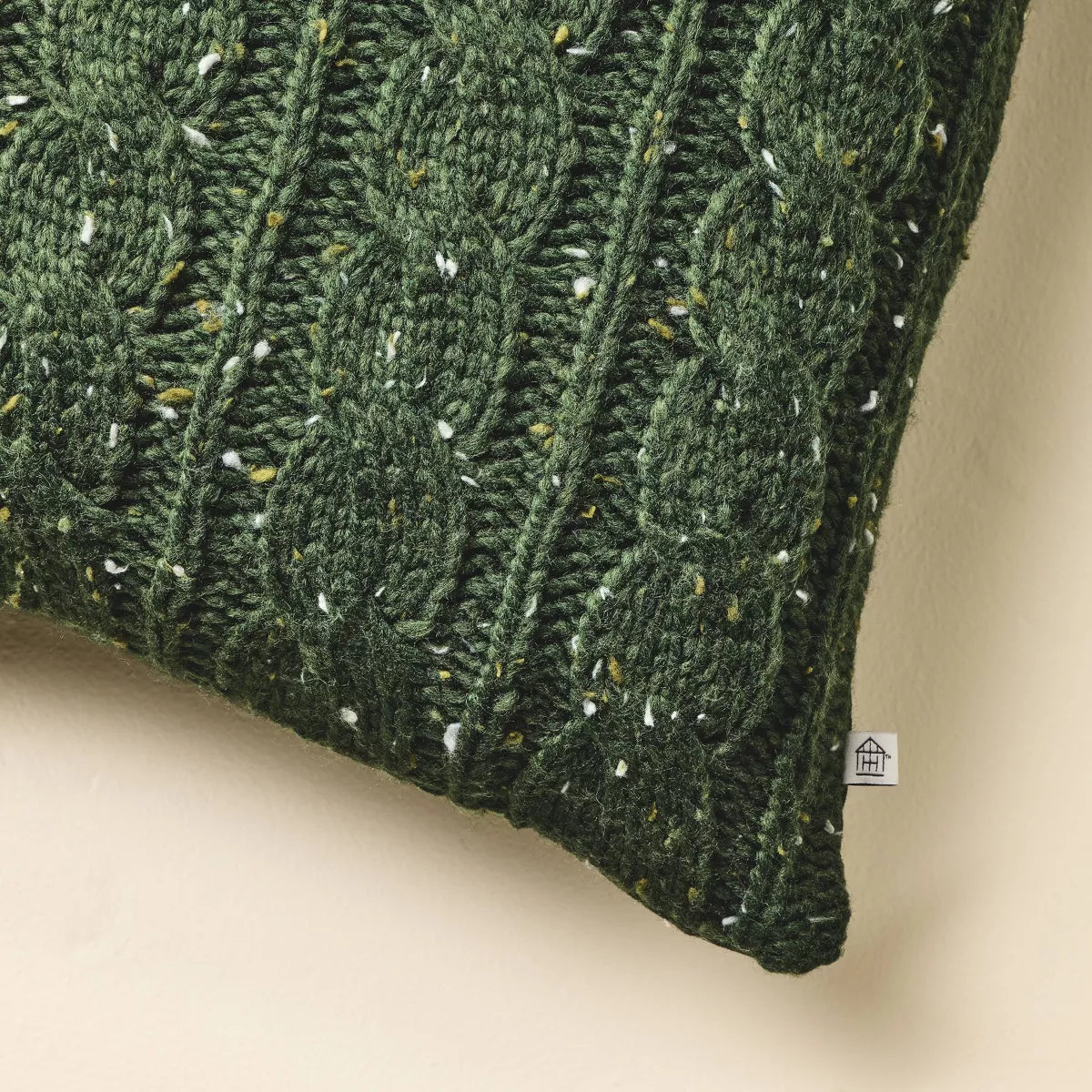 18"x18" Confetti Fleck Cable Knit Square Throw Pillow Dark Green - Hearth & Hand with Magnolia