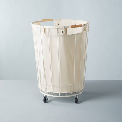 24" Large Wire & Fabric Laundry Hamper Sour Cream - Hearth & Hand with Magnolia