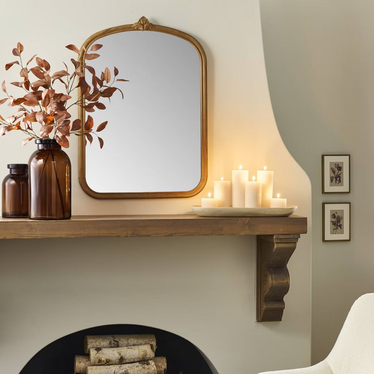 24"x32" Decorative Carved Wood Wall Mirror - Hearth & Hand with Magnolia