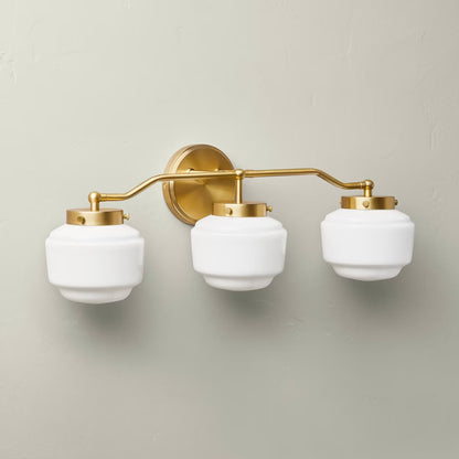 Milk Glass 3-Bulb Vanity Wall Sconce Brass Finish - Hearth & Hand with Magnolia