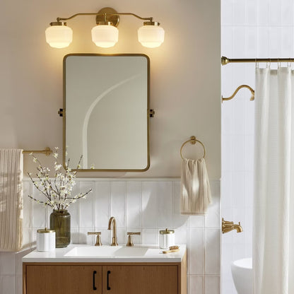 Milk Glass 3-Bulb Vanity Wall Sconce Brass Finish - Hearth & Hand with Magnolia