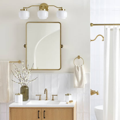 Milk Glass 3-Bulb Vanity Wall Sconce Brass Finish - Hearth & Hand with Magnolia