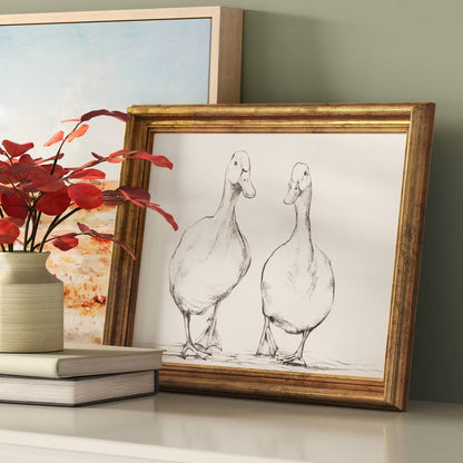 16"x 12" Bird Sketch Canvas Board Framed Art Black