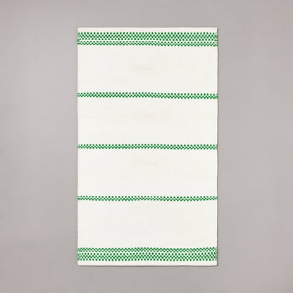 30"x50" Checkered Stripe Indoor/Outdoor Handmade Accent Rug Cream/Green - Hearth & Hand with Magnolia