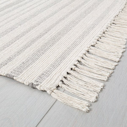 2'4"x7' Stripe with Fringe Runner Rug Gray - Hearth & Hand with Magnolia