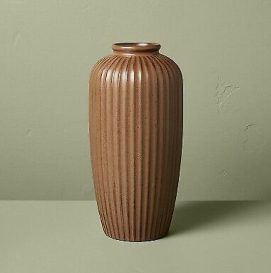 12" Fluted Ceramic Tapered Vase