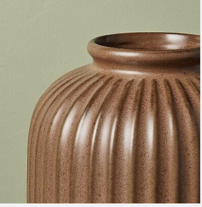 12" Fluted Ceramic Tapered Vase