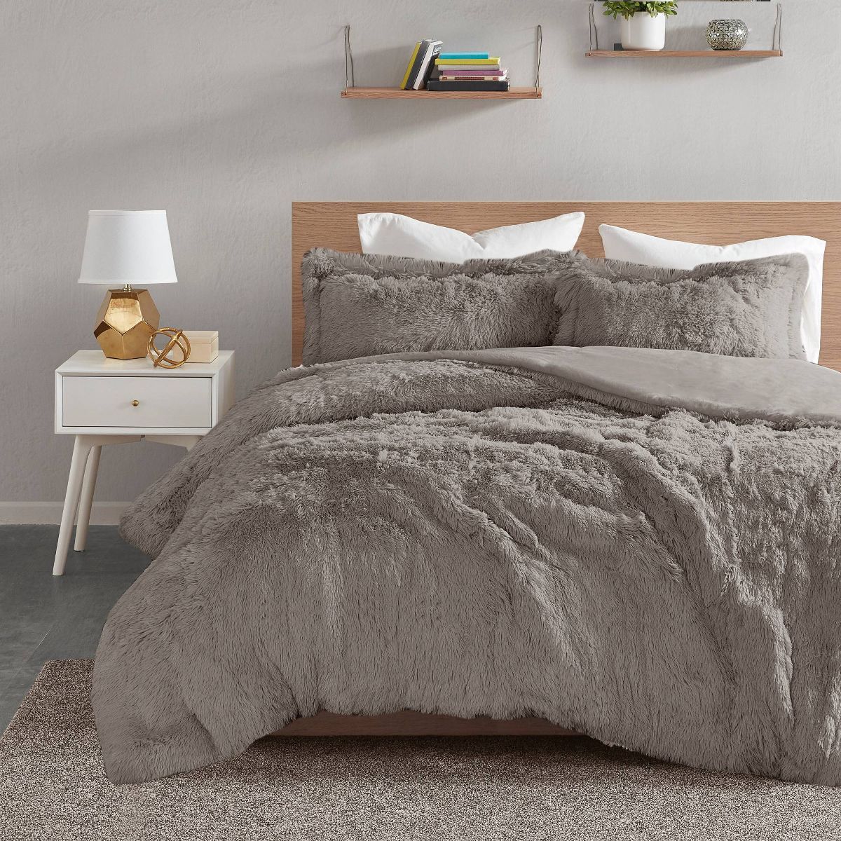 King Leena Shaggy Faux Fur Duvet Set