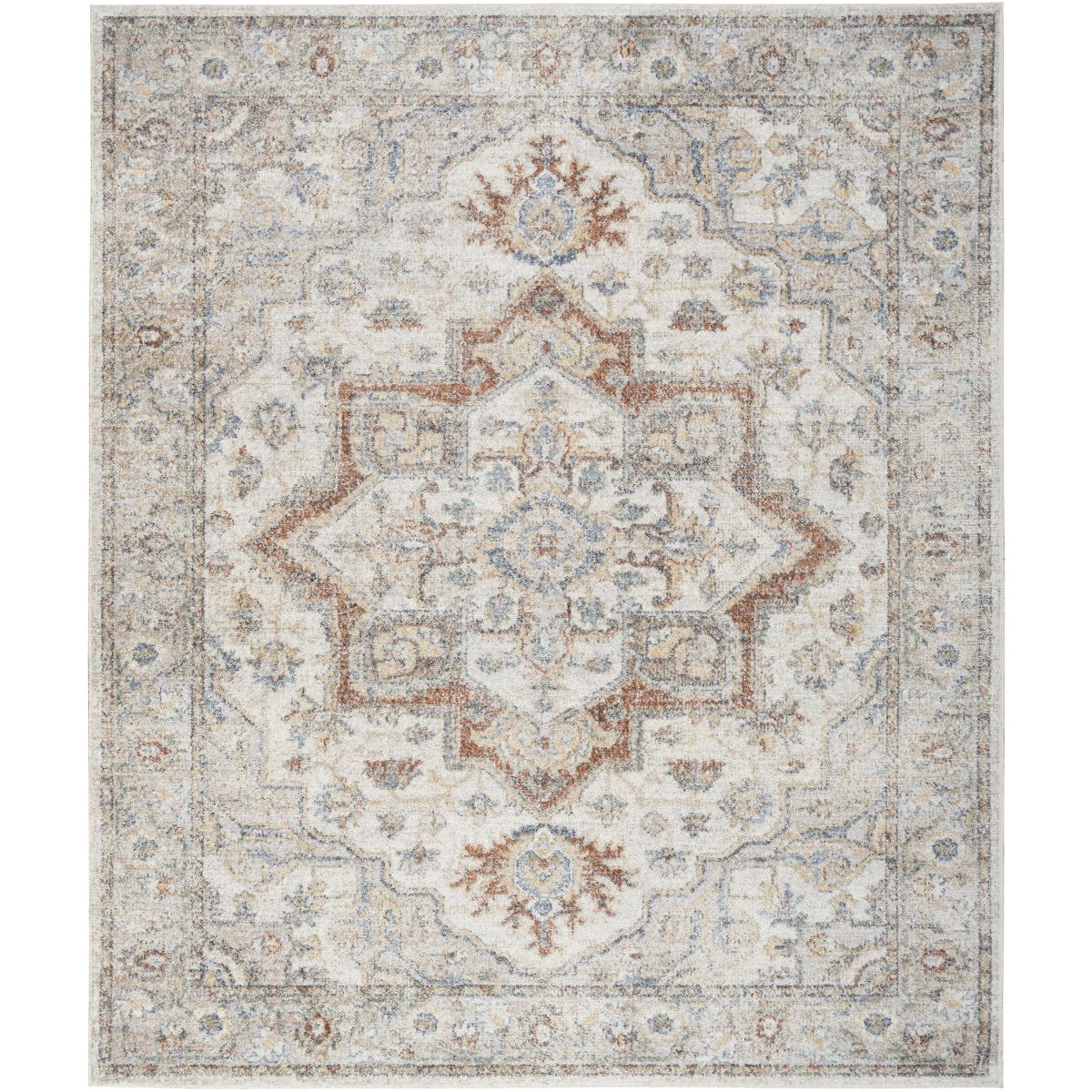 7’10 x 10 Nourison Washable Astra Vintage Medallion Indoor Flatweave Area Rug