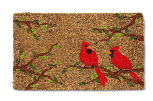 Cardinal Pair in Branch Doormat