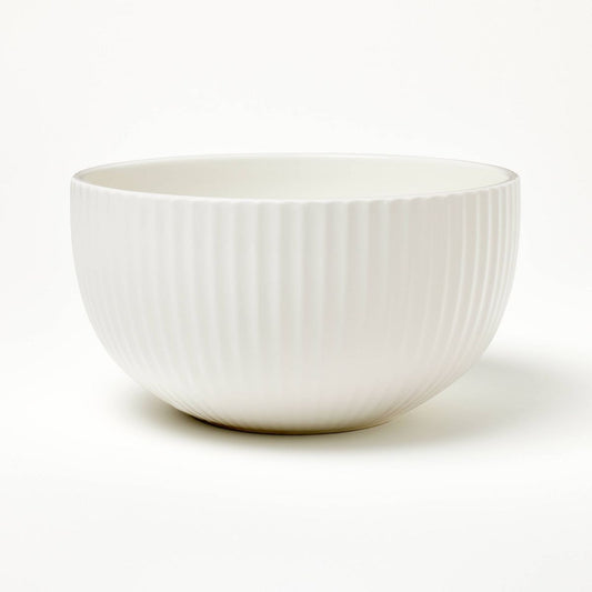 Earthenware Ribbed Mixing Bowl Cream