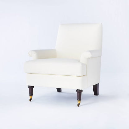 Mercer Rolled Upholstered Armchair with Casters Cream - Threshold designed with Studio McGee