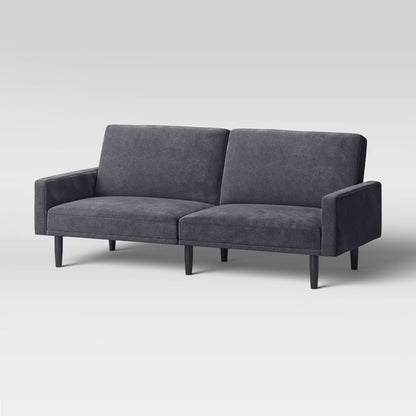 Futon Sofa with Arms Charcoal Gray