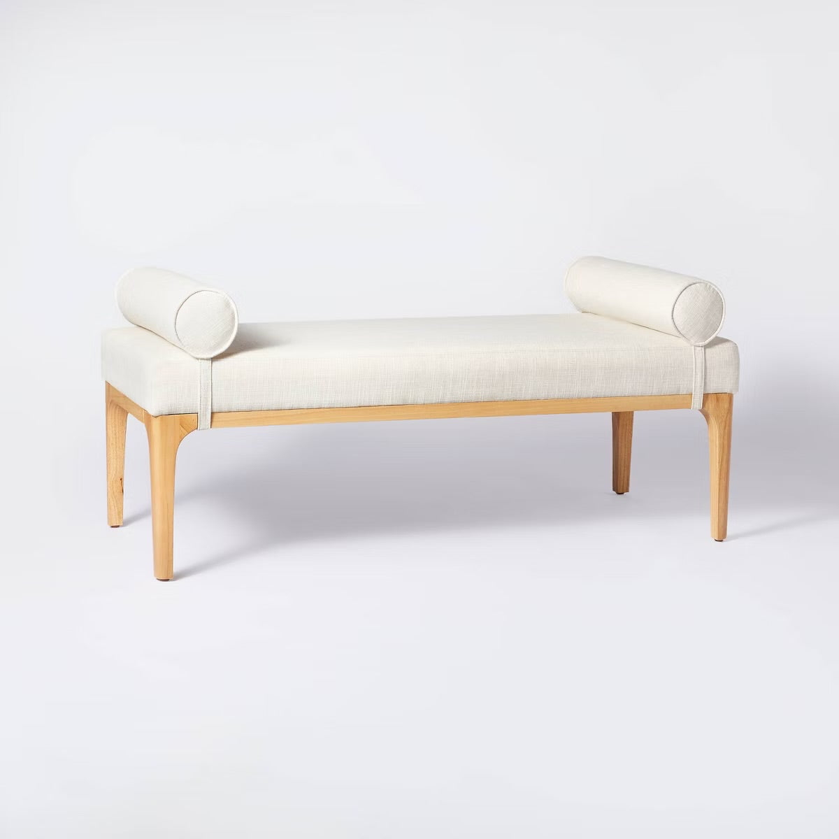 Randolph Bench with Bolster Pillows Linen (KD) - Threshold designed with Studio McGee