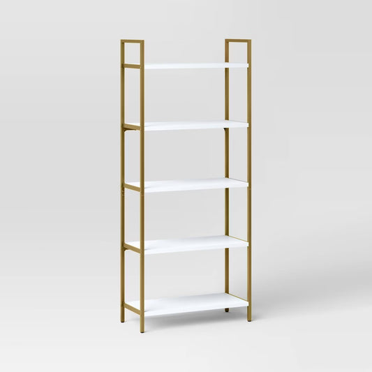 72" Loring 5 Shelf Leaning Bookshelf White - Threshold