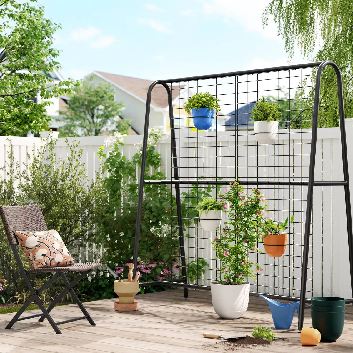 69.5" A-Frame Outdoor Decorative Screen Black