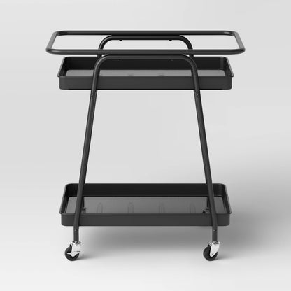 Metal Mesh Rolling Patio Bar Cart Black