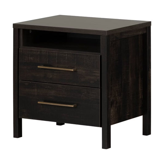 Set of 2 Gravity 2 Drawer Nightstand Rubbed Black