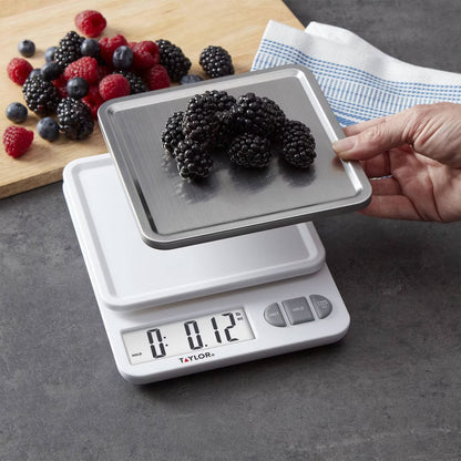 Taylor Digital Kitchen 11lb Food Scale with Removable Tray Stainless Steel Platform