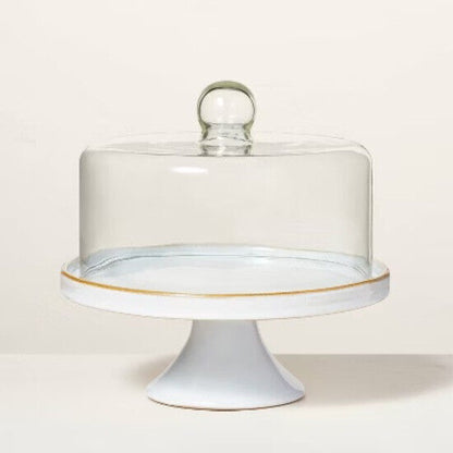 Stoneware & Glass Covered Cake Stand Cream - Hearth & Hand with Magnolia